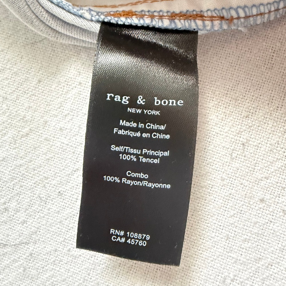 Rag & Bone Denim Dress Women Medium Blue Tencel Short Sleeve Mini Button Front - Picture 9 of 9